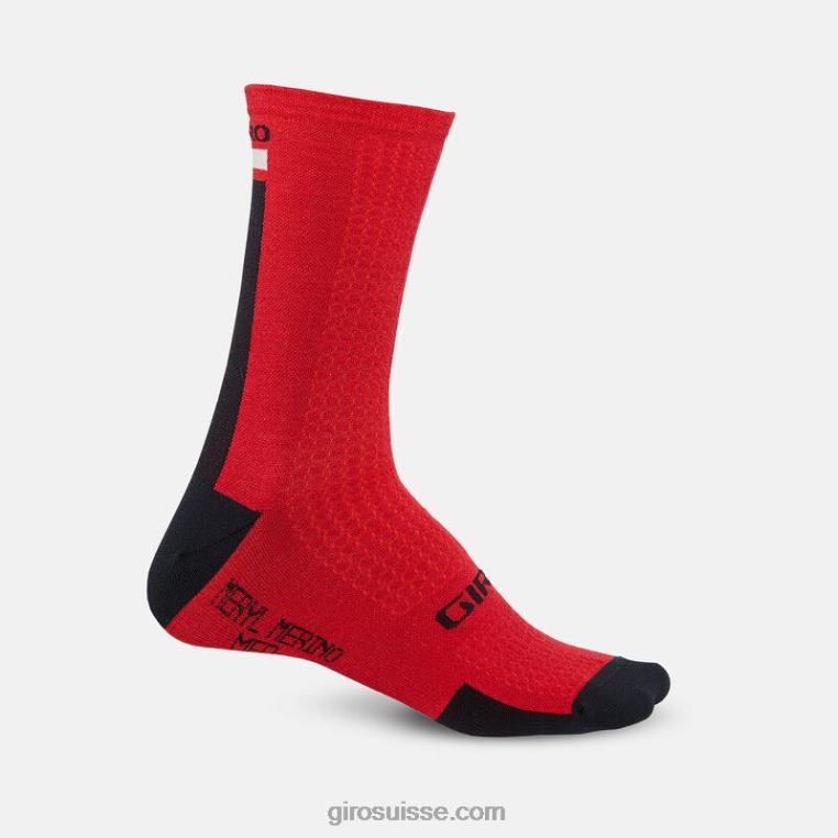 rouge foncé/noir/gris 00N84N912 unisexe chaussette en laine mérinos hrc+ Giro